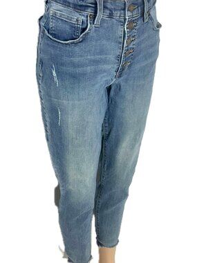 Lucky Size 8/29 A Exposted Button Fly Hight Rise Skinny Jeans Raw Hem Distressed